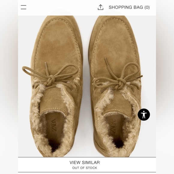 Zara FAUX FUR LINED FLAT SUEDE ANKLE BOOTS - Picture 3 of 8